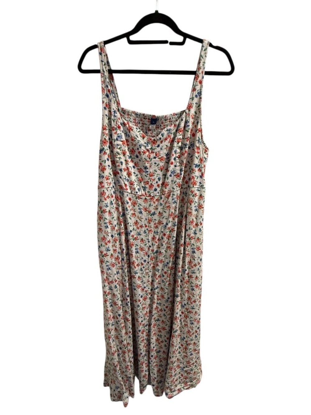 Floral Print Sleeveless Maxi Dress XL with Pockets Lightweight Cotton Blend